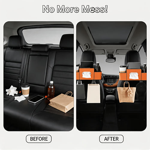 2-Pack Car Backseat Multi-Function Organizer, 8-in-1 Large Capacity With Napkin Drawer & Cup Holders, Hanging Storage Solves Car Clutter, Essential For Family Trips & Long Drives