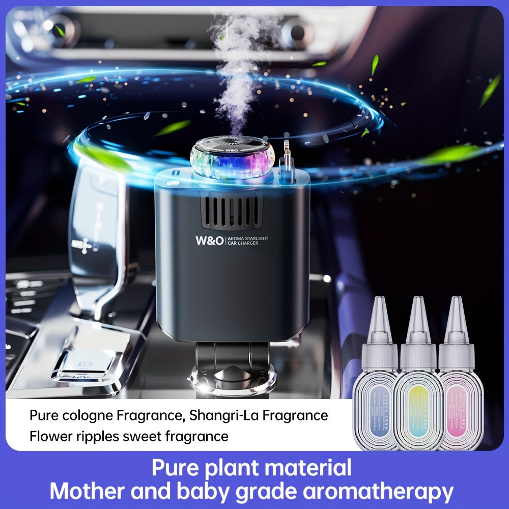 Three-In-One Multifunctional Car Charger, Perfume Machine, Starry Sky Ceiling Light, Dual 80cm/32inch Type-C+Lightning Retractable Cable, Air Freshener, Adapter For IPhone 16/15/Plus/Pro Max, For S25/24, Great Christmas Birthday Gift.