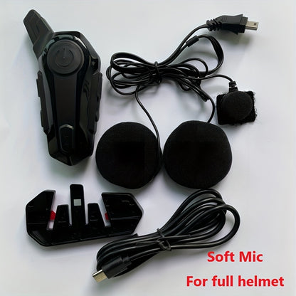 The Wireless Intercom Headset for Motorcycle Helmets Supports Real-Time Communication for Two People And Is, Compatible with Full-Face, Three-Quarter, And Open-Face Helmets.