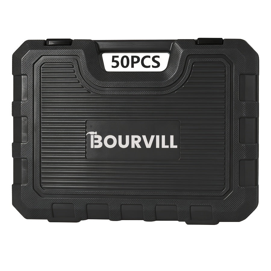 [Impact Socket Set] 50/53pcss Impact Socket Set - 3/8-Inch Drive, Including Common Metric Sizes (8-22 Mm) And Imperial Sizes (5/16-3/4 Inch), Made of CR-V Steel. The 53pcss Set Includes 24-Tooth 1/4-Inch Metric Sockets, Ideal for Enthusiasts And Machinist