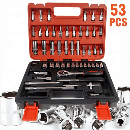 46pcs/53pcs Tool Collection • 1/2 Inch, 1/4 Inch, And 3/8 Inch Drive Depth And Standard Wrench Set • Auto Parts Repair Ratchet Wrenches And Various Other Automotive Tools • Suitable for Automotive And Bicycle Repairs • Christmas Gift