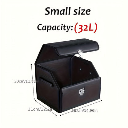 Car Trunk Organizer - Trunk Organizer & Storage SUV, PU Leather Foldable Trunk Organizer, Multi Compartment Adjustable Car Grocery Storage Box