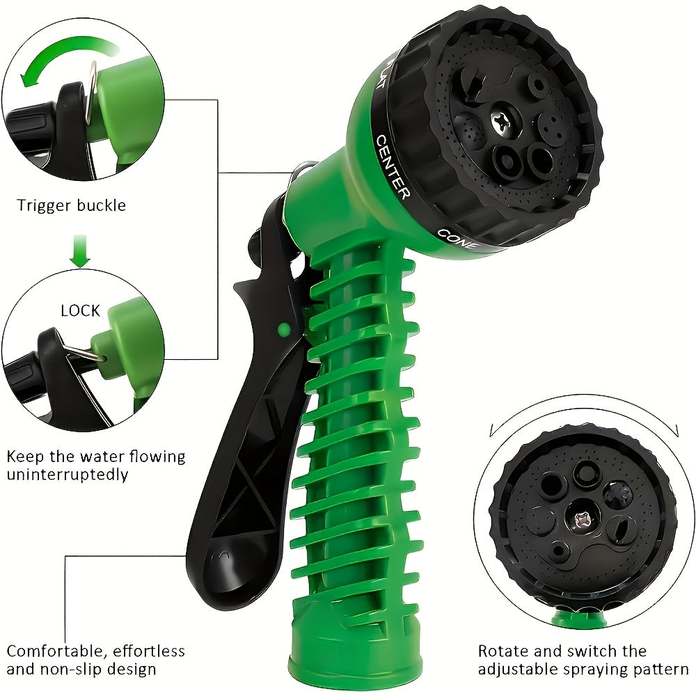 100-Foot Car Wash Hoses Car Cleaning Hose Nozzle with 7 High-Pressure Spray Functions, Lightweight And Portable, Resistant to Twisting, Rustproof Design, Suitable for Car Wash And Car Cleaning Car Care, And Camping Vehicle Use Brand Jayunlab
