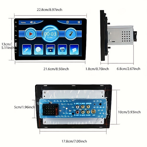 1 Din 9-Inch Car MP5 Player Stereo Radio with 2.5D HD 1080P Touch Screen, Supports Mirror Link, FM, AUX, Includes External Microphone And Rear View Camera