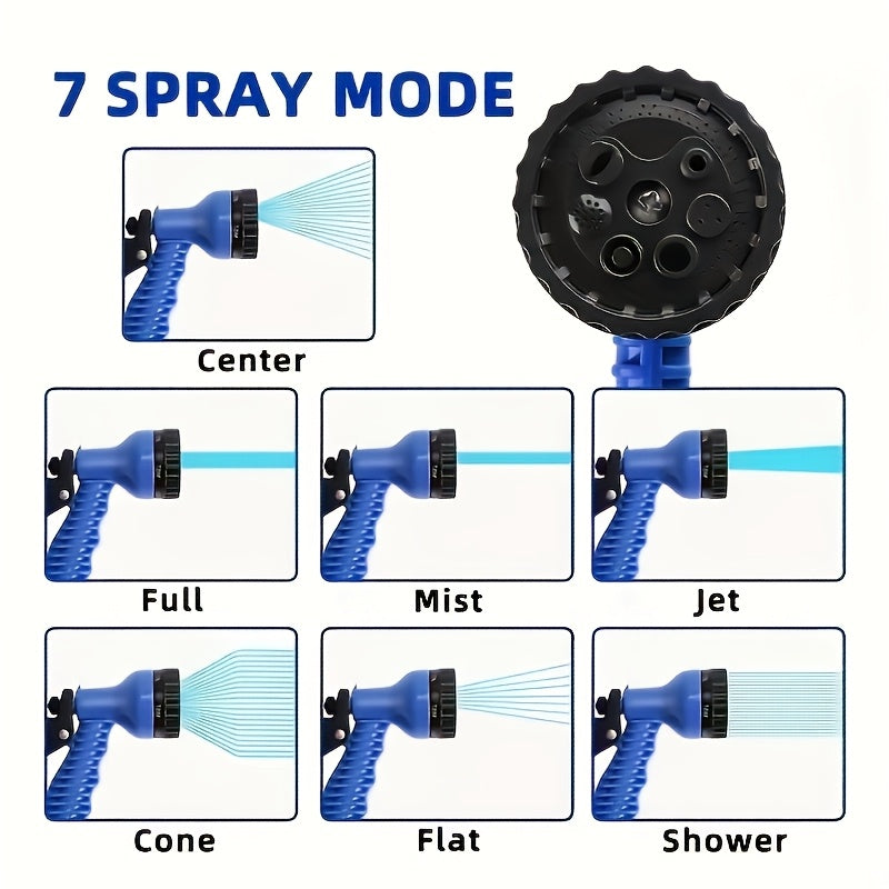 100-Foot Car Wash Hoses Car Cleaning Hose Nozzle with 7 High-Pressure Spray Functions, Lightweight And Portable, Resistant to Twisting, Rustproof Design, Suitable for Car Wash And Car Cleaning Car Care, And Camping Vehicle Use Brand Jayunlab