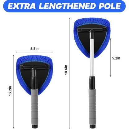 10pcs Microfiber Car Windshield Cleaning Tool Kit with Telescoping Handle And 4 Wipes - Heavy Duty Extension Pole, Durable Plastic Material, for Interior/Exterior Glass, Car Cleaning Tools, Vehicle Maintenance, Ergonomic Handle