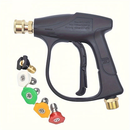 High Pressure Car Wash Gun, 5 Colors Quick Connection 1/4 Inch Nozzle M22-14 Hose Connector, Max. 3000 LBS/sq. Inch, Garden Supplies, Garden Irrigation Spray