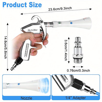 Dry Cleaning Gun with Brass Adjustable Air Flow Nozzle, Air Blower Gun Quickly Blasts Dirt and Dust from Surface Works with Air Compressor