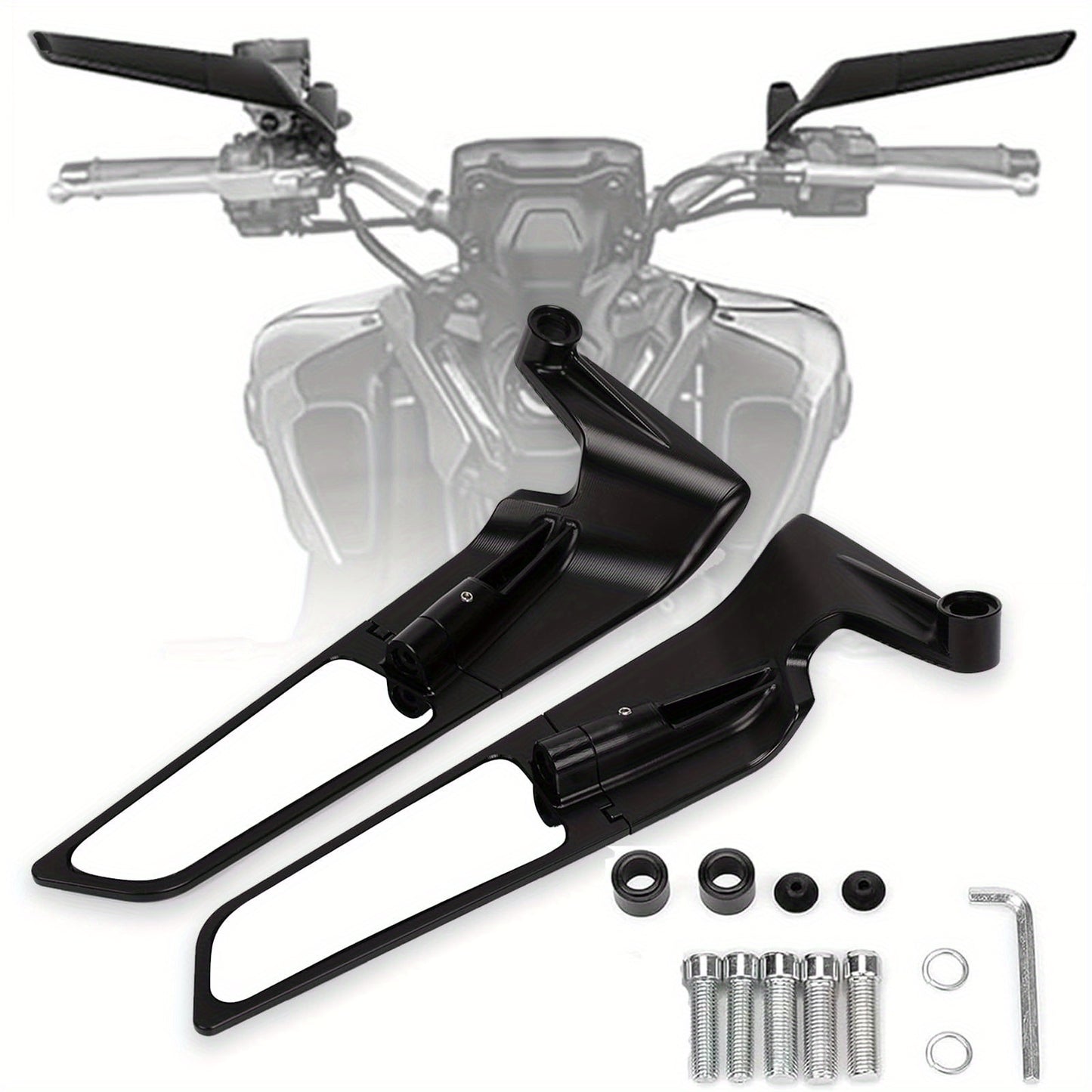 Adjustable Rotating Rearview Mirrors for Motorcycles, Stealth Wind Wing Side Mirrors Compatible with Z400, Z650, Z900, 1290 Super Duke R, Evo, And ABS 390 Duke Street Bikes