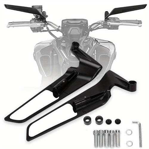 Adjustable Rotating Rearview Mirrors for Motorcycles, Stealth Wind Wing Side Mirrors Compatible with Z400, Z650, Z900, 1290 Super Duke R, Evo, And ABS 390 Duke Street Bikes
