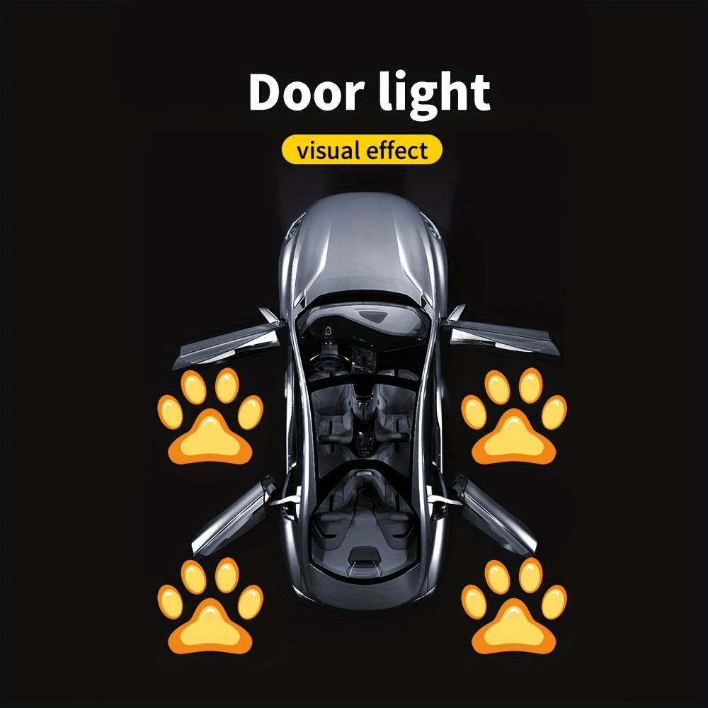 4pcs Door Light Logo LED Projector Car Door Step Courtesy Welcome Lights Cute Pattern Projection Light Festive Atmosphere Door Night Light