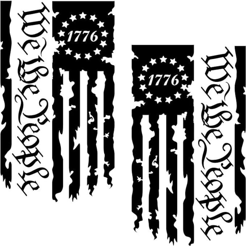 2pcs Stickers We The People American 250th Anniversary Flag, Patriot 1776 Old American Flag Truck Tailgate Vinyl Decals, Car Modification Decor Accessories, Home Decals