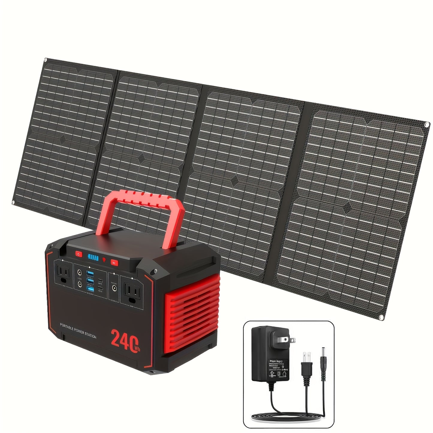 88.8WH Solar Generator Portable Power Station with 30W Solar Panels, 24000mAh Solar Power Bank AC DC USB Ports for Outdoor Solar Lights, Camping Tents, Emergency Outdoor Home Use, CPAP, Fans, Laptops, Emergency, Gifts (Solar Panel Optional)