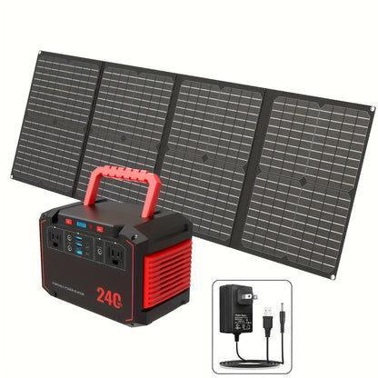 88.8WH Solar Generator Portable Power Station with 30W Solar Panels, 24000mAh Solar Power Bank AC DC USB Ports for Outdoor Solar Lights, Camping Tents, Emergency Outdoor Home Use, CPAP, Fans, Laptops, Emergency, Gifts (Solar Panel Optional)
