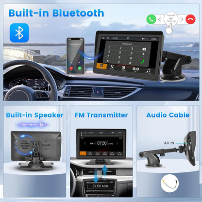 2026 New 7-inch Car Display With Built-in Audio System, Ultra HD Touchscreen, Backup Camera, Wireless Connectivity, GPS Navigation, Supports CarPlay And Android Auto, Mirror Link, FM Radio. Opional 10.26" 9" Carplay Wireless Car