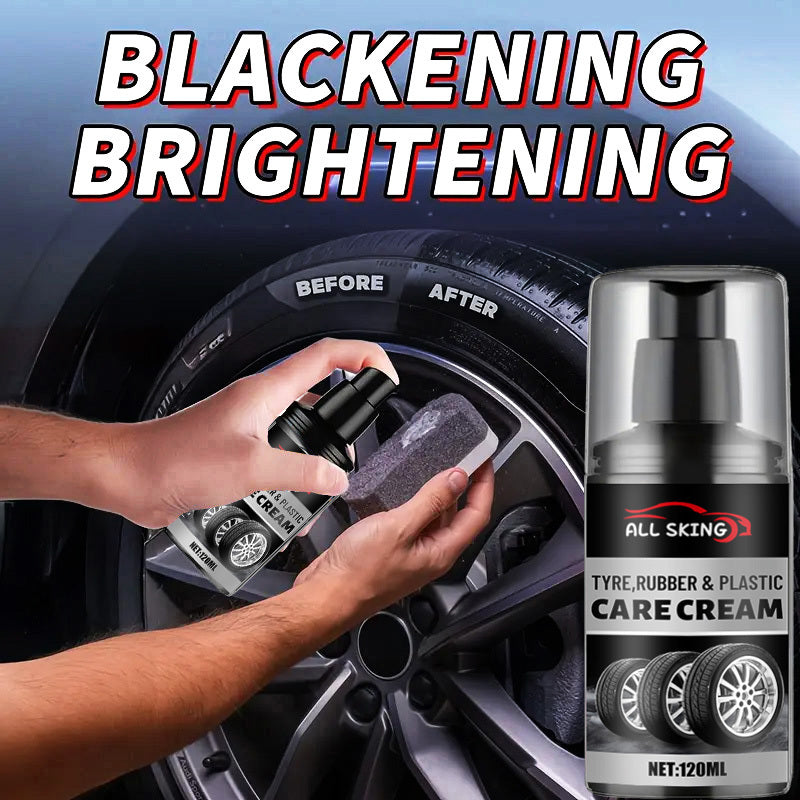 ALL-SEASON TIRE CARE CREAM - Quick-Shine Formula for Rubber & Plastic, Long-Lasting Gloss & Protection, No More Dull - Car Interior Maintenance Solution, Tire Protection, Tire Care, Vehicle Interior Enhancement, Sleek Bottle Design, Durable Application
