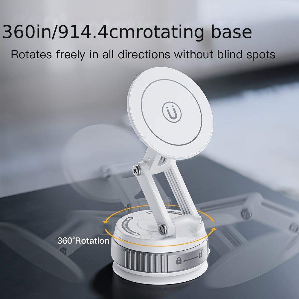 360-Degree Rotatable Magnetic Phone Holder - Compatible with for All Smartphones And Vehicles, Works with Iphone 16/15/14/12 - Compact And Foldable Car Mount with Strong Grip - Trendy Car Accessory