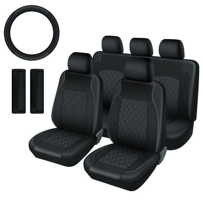 Deluxe All-Season Quilted PU Leather Car Seat Covers - Comfy Sponge-Padding, Universal Fit, christmas gifts