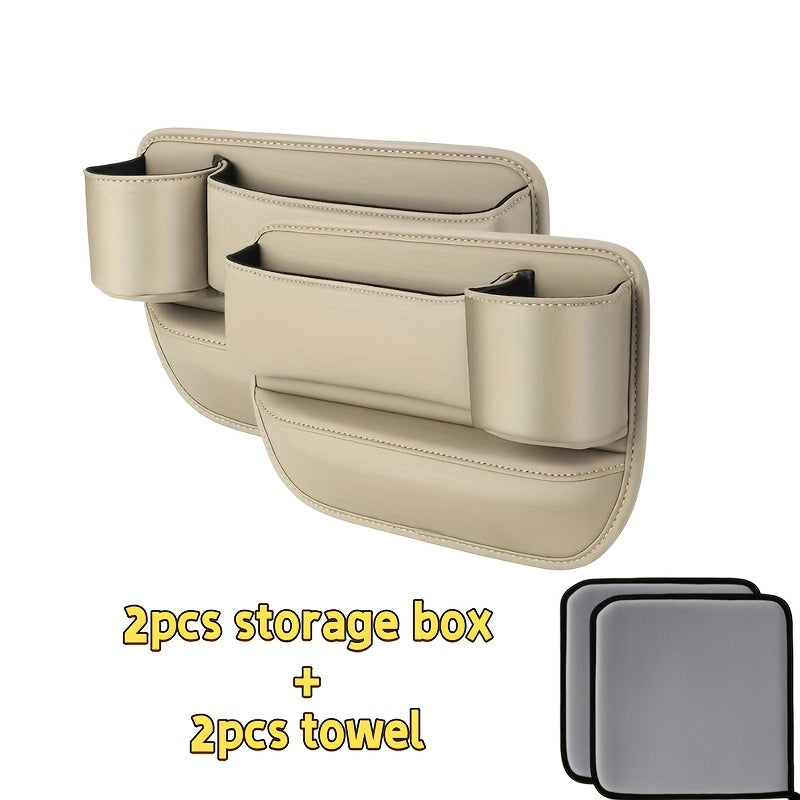 2pcs Storage Box + 2pcs File/1pc Storage Box + 1pc Towel Car Seat Gap Organizer Storage Box Pocket Multifunction Universal Wallet Keys Card Cup Phone Holder Auto Interior Accessories Car Storage Boxes|car Accessories Clearance|car Seat Side Filler