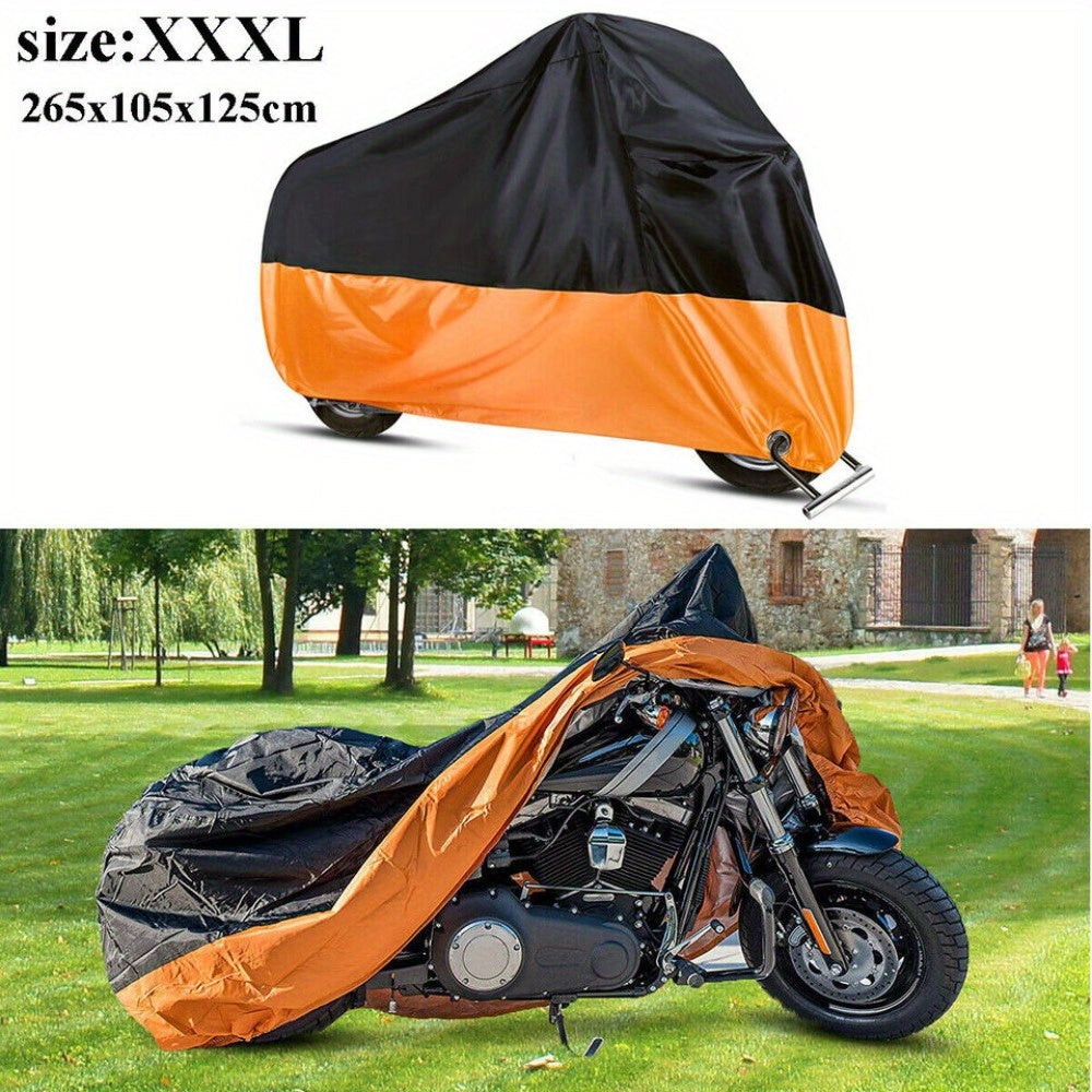 2pcs Set: 190T-3XL Motorcycle Cover And Towel - UV Protection, Waterproof, Tear-Resistant Fabric with Safety Features Including Lock Holes - Ideal for Outdoor Storage And Protection