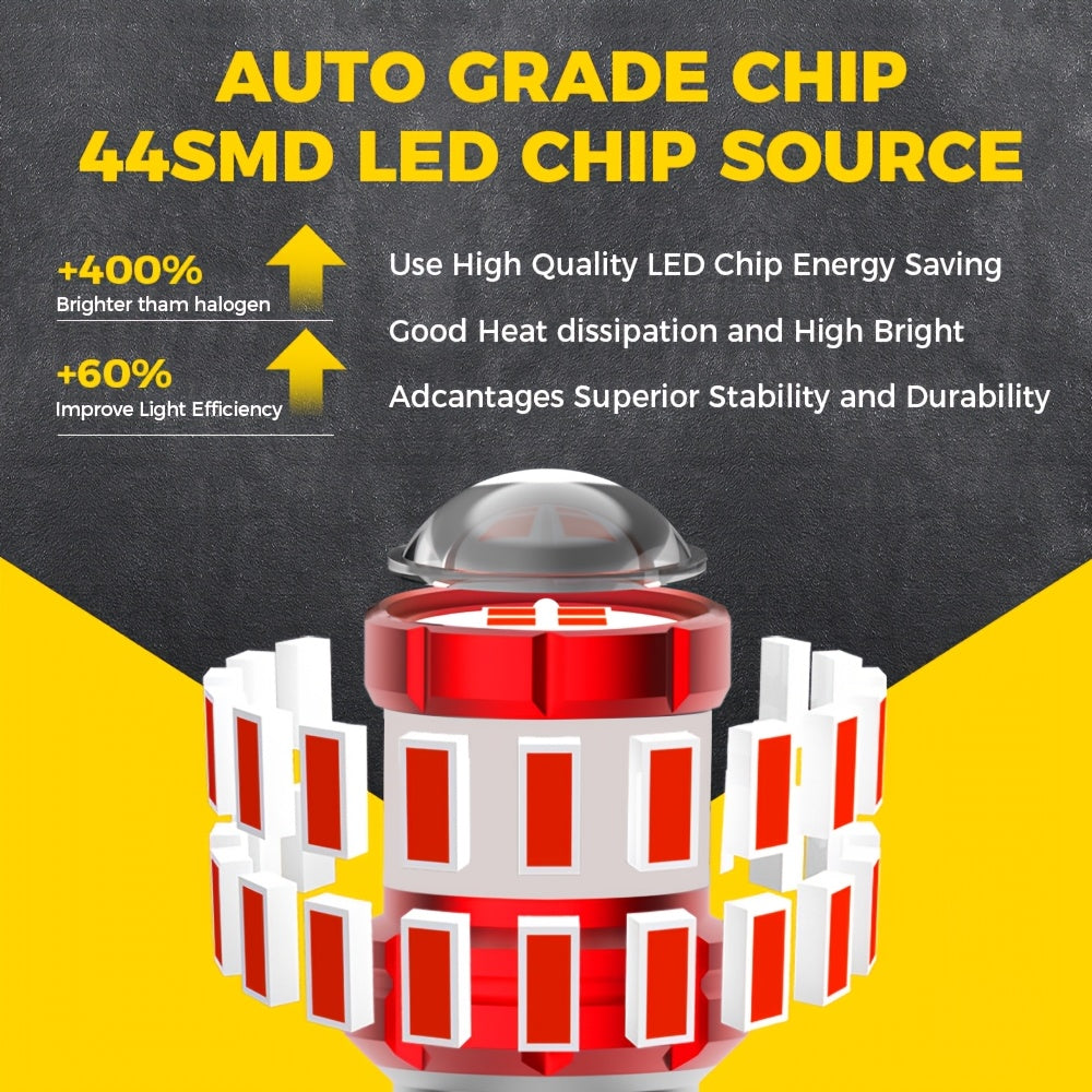 2pcs 1156 BA15S 7506 P21W 1157 BAY15D P21/5W W21/5W 7443 P27/5W 3157 3156 LED Bulb Red Brake Bulbs Stop Tail Parking Light Bulbs 3 Times Warning Brake Light Bulbs No Error