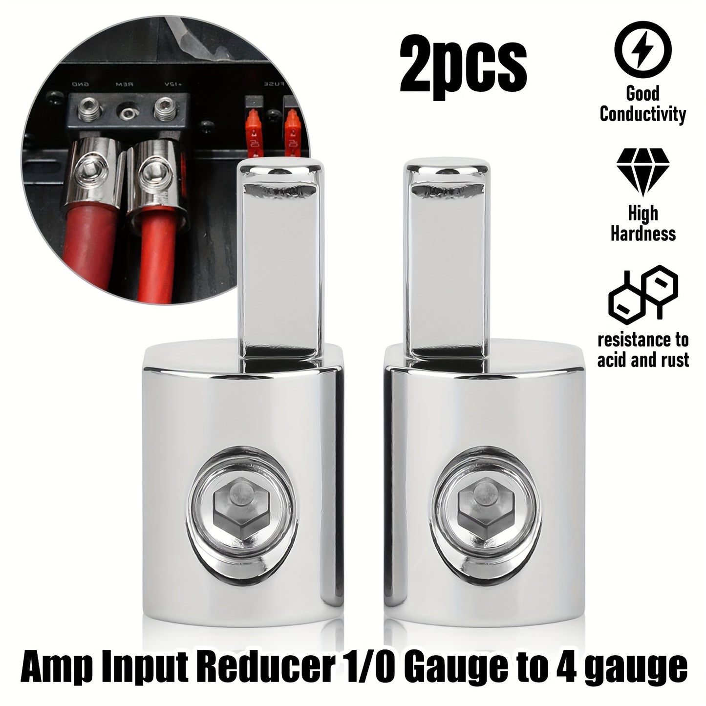 4pcs Amp Car Audio Amplifier Power Plug Supply Wiring Terminal Input 1/0 Gauge to Output 4 Amplifier Input Adapter