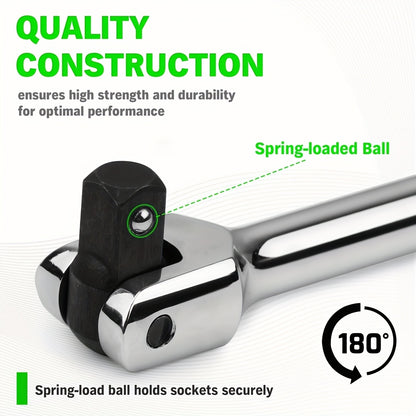 [Heavy Duty Breaker Bars] 6pcs Breaker Bar Set, 1/4", 3/8" & 1/2" Drive, Heavy Duty Breaker Bars, 6-inch, 10-inch, 15-inch Length with 180° Rotatable Head, Chromium Vanadium Steel