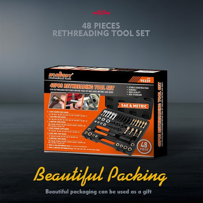 HORUSDY 48pcs Thread Chaser Set for UNF, UNC, And Metric Threads, Rethreading And Repair Kit