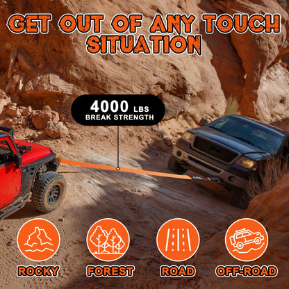 Heavy Duty Recovery Tow Strap, 4000/6000LBS Break Strength (3"x30'/2"x20'), Emergency Recovery Strap Tow Rope for Truck for JEEP ATV UTV Offroad 4x4 Use & More, Towing Strap with 2pcs D Ring Shackles, Reflective Safety Flag, Storage Bag
