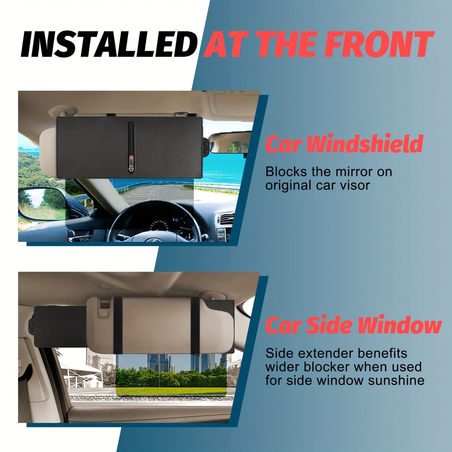 Polarized Car Sun Visor Extender | Adjustable Clip-On Design For Glare And UV Blocking, Durable PC Material, Fits All Vehicles, Road Safety - Sun Visor For Car