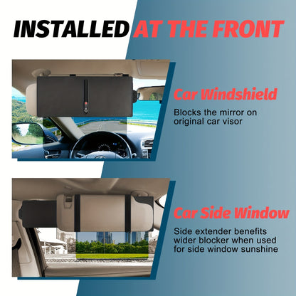 Polarized Car Sun Visor Extender | Adjustable Clip-On Design For Glare And UV Blocking, Durable PC Material, Fits All Vehicles, Road Safety - Sun Visor For Car