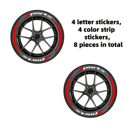 Pack of 8, Sport 1pc Quick Paste, Stickers, for Car/ Motorcycle Tire Stickers, PVC Material, Car Racing Performance Tire Letter Stickers, Car Modification Decoration, Cool Fashion Decals