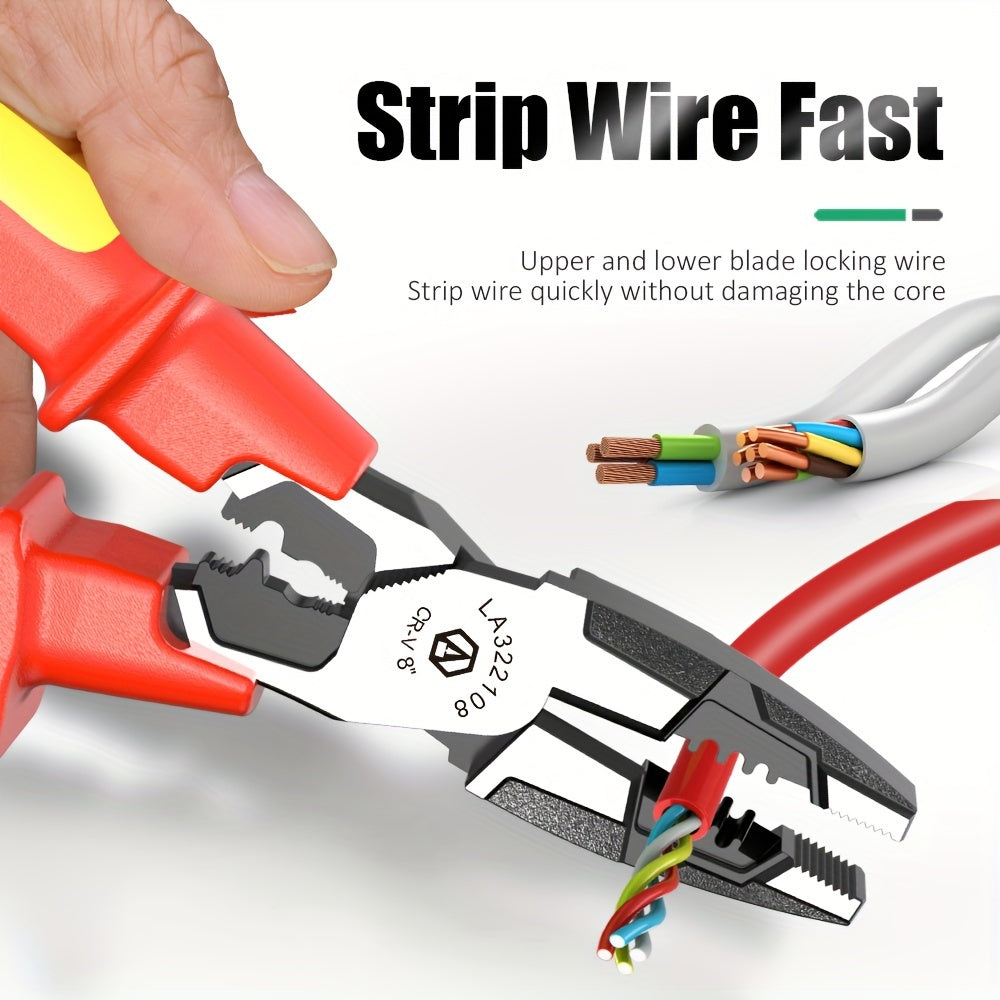 LAOA Insulated Needle-Nose Pliers/Wire Cutters/Diagonal Pliers, Multifunctional Electrician'S Manual Tool That Combines Cutting, Gripping, Twisting Screws, And Crimping Terminals All in One.