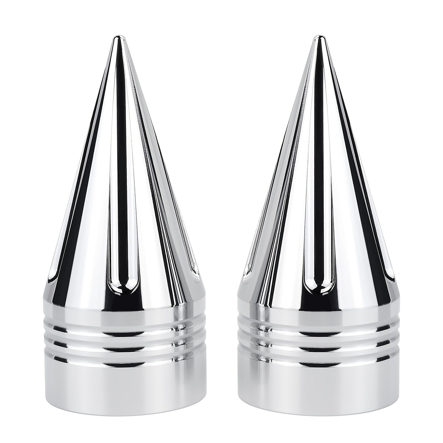 A Pair Of Motorcycle Front Axle Bolt Nut Covers Caps 3. 6" CNC Spike Axle Nut Covers Caps, Fits for Harley Touring, Fits for Street Glide, Fits for Road King, Fits for Electra Glide, Fits for Tri Glide 2008-later