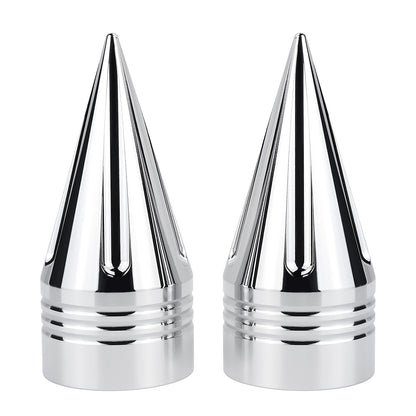 A Pair Of Motorcycle Front Axle Bolt Nut Covers Caps 3. 6" CNC Spike Axle Nut Covers Caps, Fits for Harley Touring, Fits for Street Glide, Fits for Road King, Fits for Electra Glide, Fits for Tri Glide 2008-later