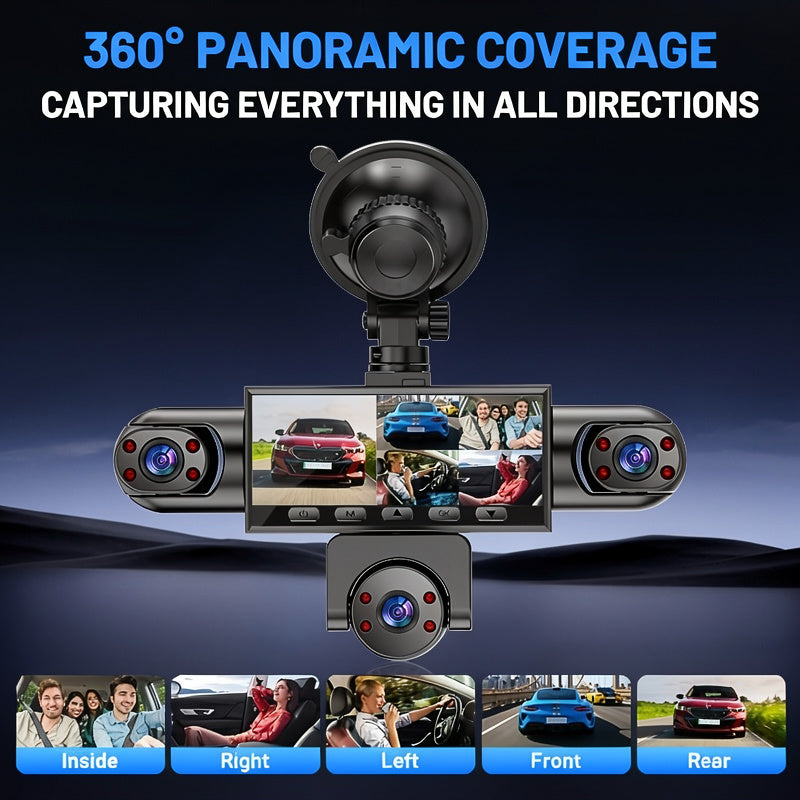 PODOFO Vehicle-Installed 5Lens/4lens High-Definition Dash Cam, Featuring 1080P Front And Front, Rear, Left, And Right, Providing 360° Comprehensive Coverage, Reverse Image Loop Recording, Car Camera/Car Additions/Monitoring System, Without Battery