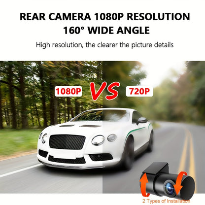 4K Dashboard Camera for Vehicles with WIFI, Video Recording Capabilities, Rear View Camera, Night Vision, And Parking Monitoring (Includes 64GB Memory Card)