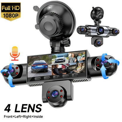 PODOFO Vehicle-Installed 5Lens/4lens High-Definition Dash Cam, Featuring 1080P Front And Front, Rear, Left, And Right, Providing 360° Comprehensive Coverage, Reverse Image Loop Recording, Car Camera/Car Additions/Monitoring System, Without Battery