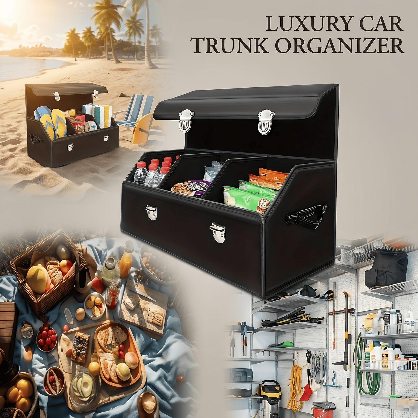 Versatile Car Trunk Organizer with a Spacious Design, Collapsible for Easy Storage, Perfect for Keeping Decorative Items And Practical Tools Neatly Arranged