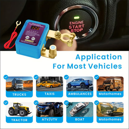 Remote Battery Disconnect Switch 12V, 240A, with LED Voltage Display, Upgrade Smart Voltage Car Kill Switch Anti-Theft, Prevent Battery Drain, Remote Battery Kill Switch for Car, Truck, RV(The Main Body Has No Wireless Function)