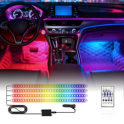 48-LED RGB Car Interior Ambient Light, Supports App Control/Usb/Car Plug, Compatible, LED Color Light Strips, Under-Seat Lighting Kit for All Car Models, Without Battery