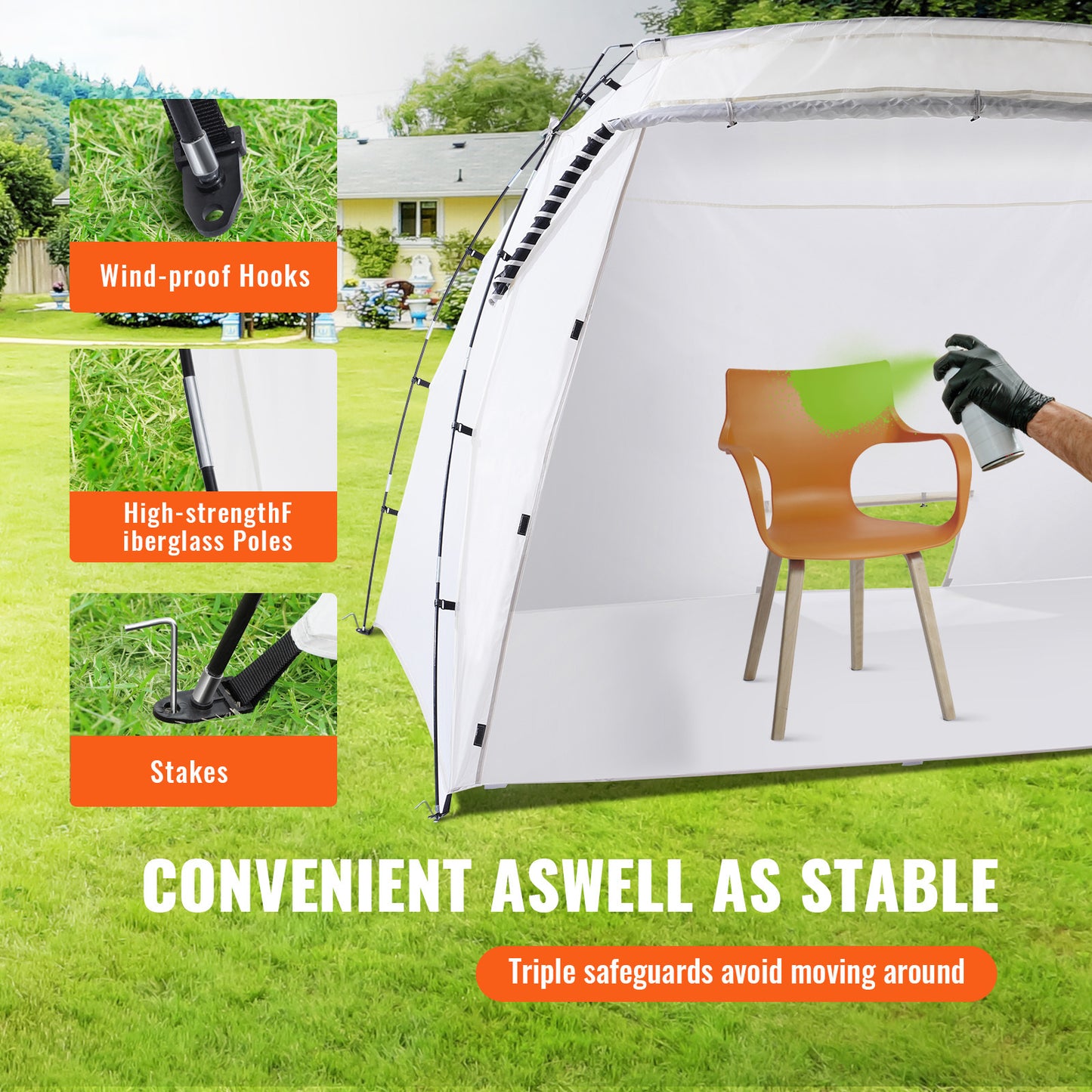 VEVOR Spray Paint Shelter Spray Paint Tent 90*62*62in/120*84*72in Portable Paint Booth DIY