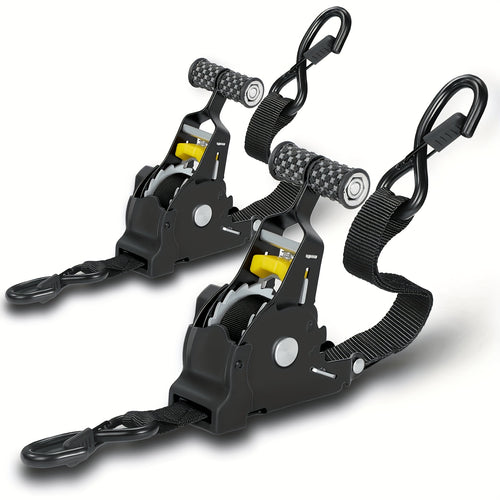 2 Pack Heavy Duty Auto Retractable Ratchet Straps, 1700LBS, 1500LBS/1400LBS/1100LBS Tie Down Straps with Automatic Tightening Cargo Securing System for Truck, Motorcycle, Boat, Canoe & Trailer, Father's Day Gift for Dad, Gifts for Men,