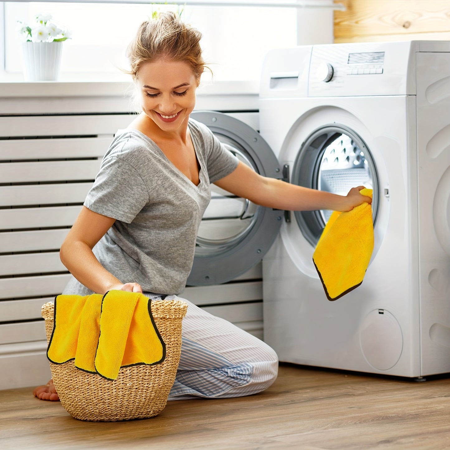 40pcs Golden Microfiber Towels, 16" x 16" - Ultra Soft, Highly Absorbent Cleaning Cloths for Cars, Drying & Polishing - Durable Auto Care Supplies