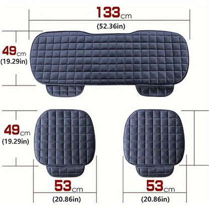Four Seasons Plush Plaid Thick Warm Pad Car Seat Protector Seat Cover Universal Oval Car Seat Cushion, Soft and Breathable, Non-slip, Lightweight and Portable, Hand Washable Car Seat Protector Interior Accessories, Black 2 Front Seats and 1 Back Seat