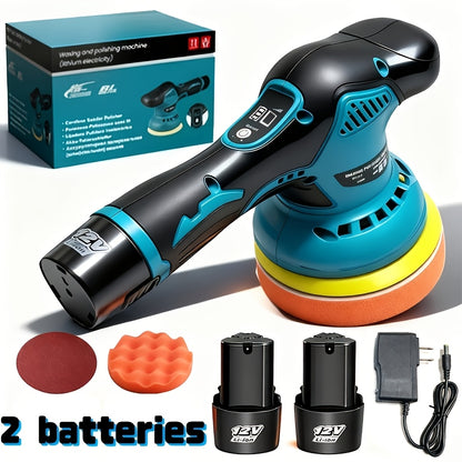 BOURVILL Cordless Car Polisher, Car Polishing Kit, with Battery, 8 Gears, up to 5000 RPM, 5-inch Grinding Screen Button, for Car Detailing/scratch Removal