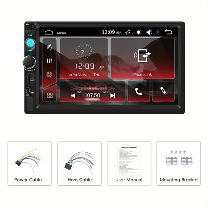 1pc Double Din EQ Car Stereo 7" LCD Screen with Wireless FM, MP5 Player with USB/SD/AUX Input with Mirror Link SWC, Portable Media Players with 4LED Backup Camera Christmas Gifts Black Friday Gifts