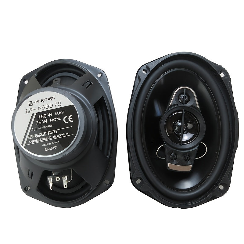 2pcs 6X9-inch 1300W(2X650W) 5-way Full-frequency Coaxial Car Speakers, Surround Sound Channel Configuration2.2, with Dust Cover And Audio Cable for Car Door Auto Audio Music Stereo Door Speakers, Perfect for Car Audio Upgrade, Without Battery