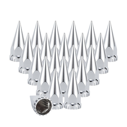 (60pcs 40pcs) 33mm X 4 3/4" Chromed Spike Lug Nuts Covers Screw On, ABS Chrome Caps Pointed Screw On Lug Nut Cover for Semi Trucks