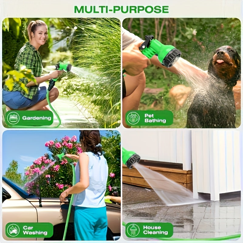 100-Foot Car Wash Hoses Car Cleaning Hose Nozzle with 7 High-Pressure Spray Functions, Lightweight And Portable, Resistant to Twisting, Rustproof Design, Suitable for Car Wash And Car Cleaning Car Care, And Camping Vehicle Use Brand Jayunlab